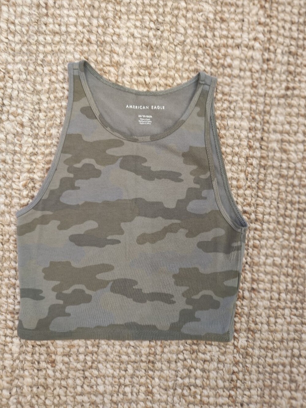 American Eagle Outfitters Olive Green Camo Tank Top